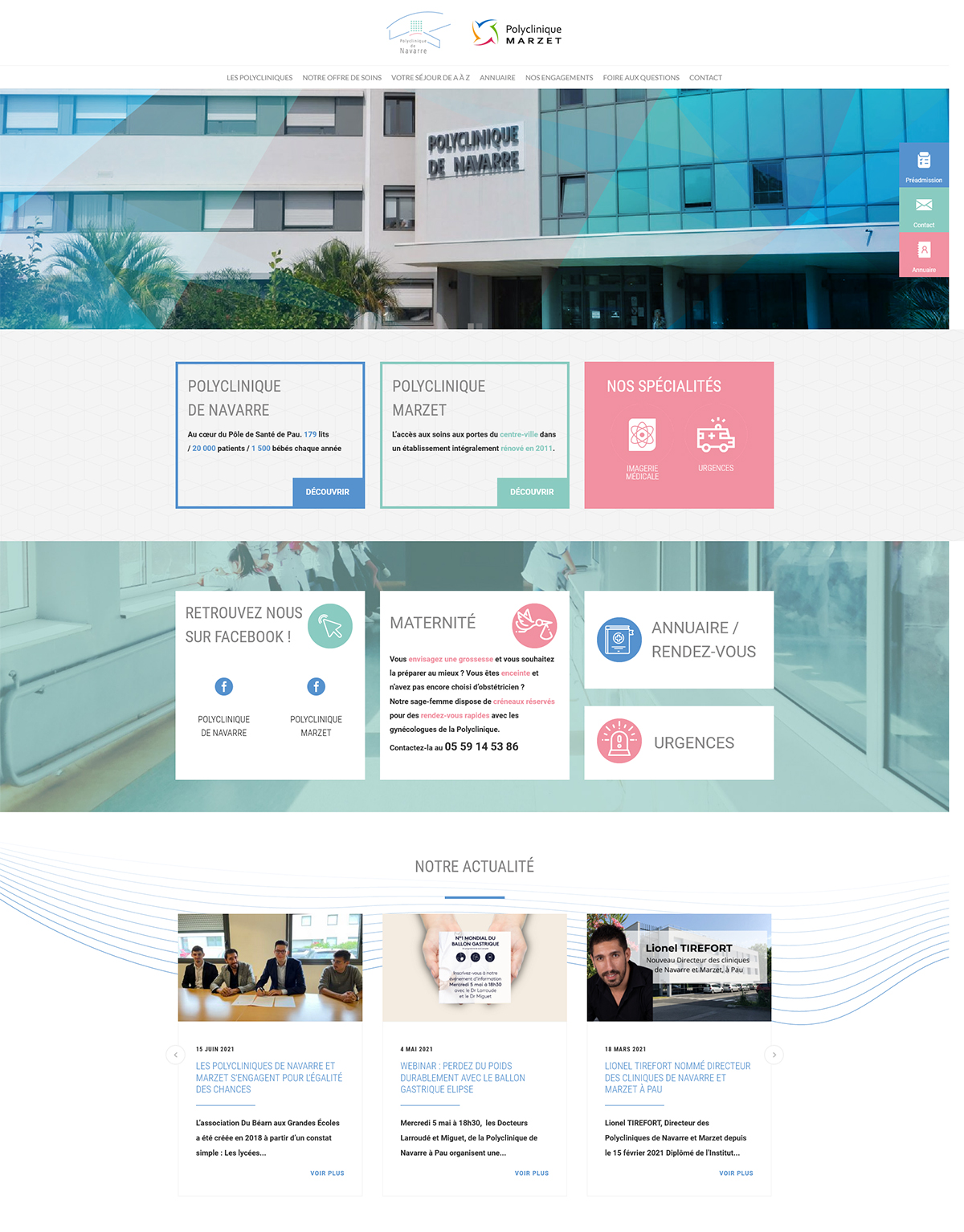 Site web - Polycliniques de Navarre et Marzet
